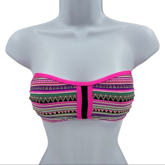 Forever 21 Women's Strapless Aztec Cut Out Bandeau Bikini Top Size Small S - Picture 1 of 7